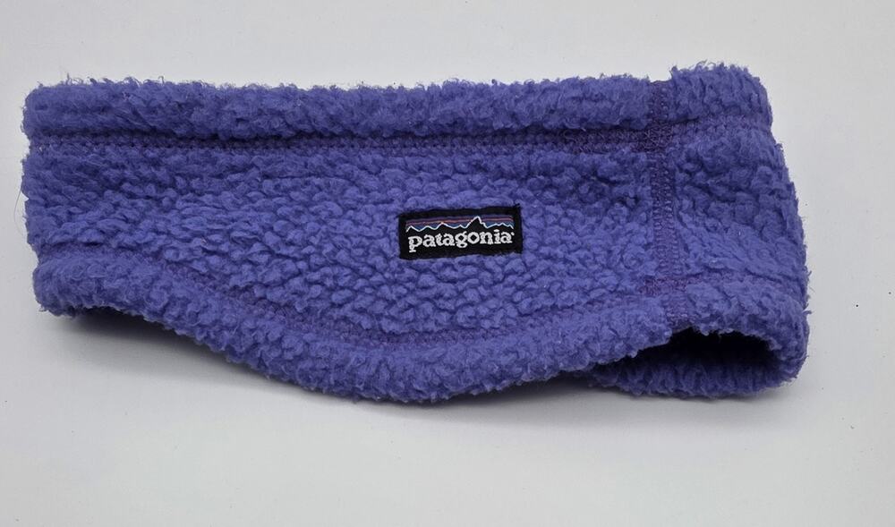 Vintage 90s Patagonia Kids Small Purple Fleece Ear Warmer Headband Logo Outdoor